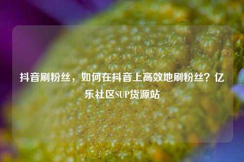 抖音刷粉丝	，如何在抖音上高效地刷粉丝？亿乐社区SUP货源站  第1张