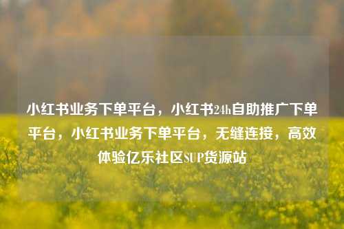 小红书业务下单平台，小红书24h自助推广下单平台，小红书业务下单平台，无缝连接，高效体验亿乐社区SUP货源站  第1张